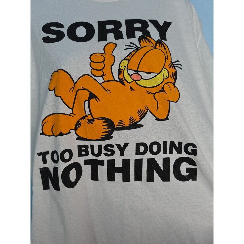 Garfield The Cat T - Shirt Mens Size Large Sorry Too Busy Doing Nothing Comics‎